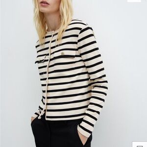 MANGO Striped Cardigan with Buttons - Stripped - Small